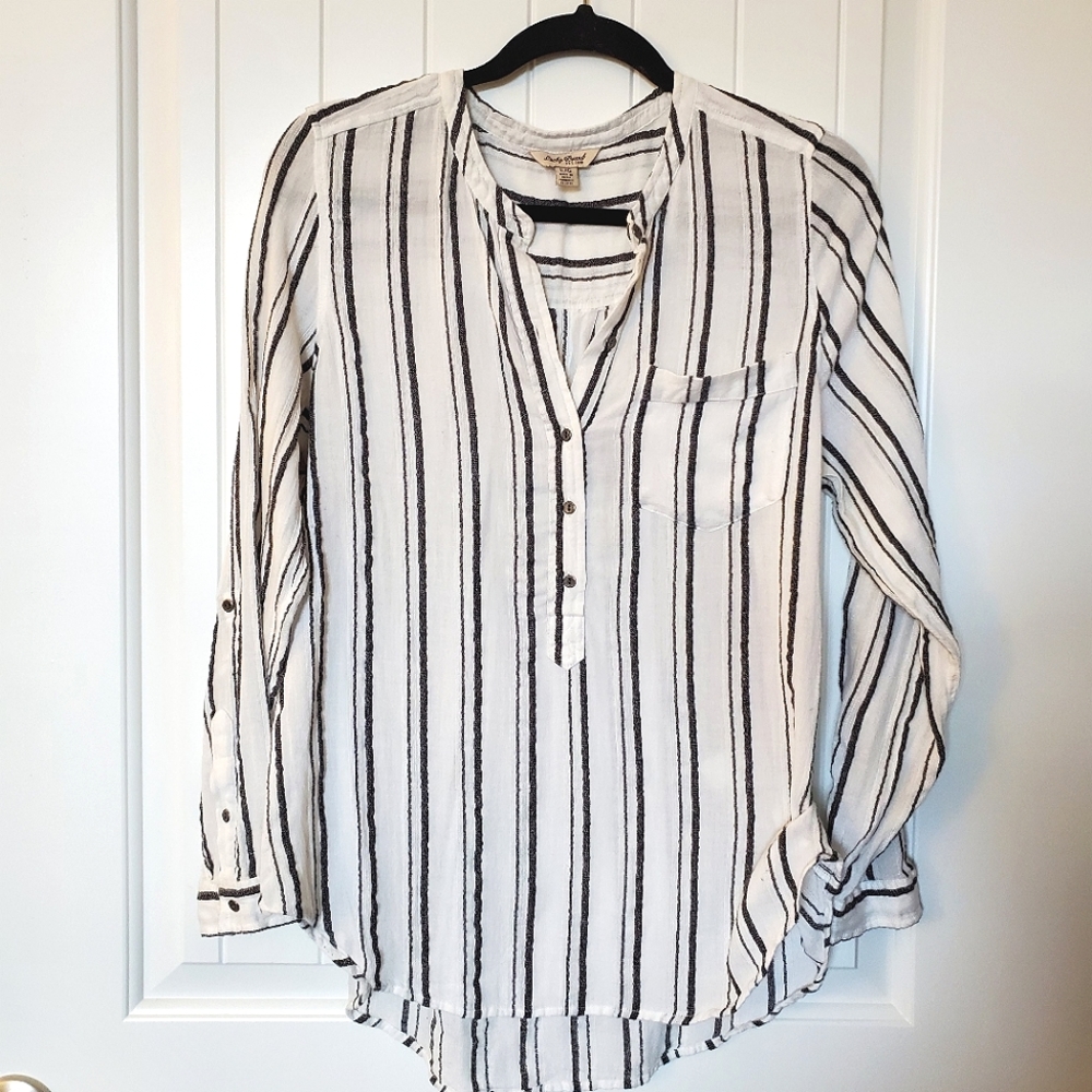Lucky Brand Striped Half Button Down